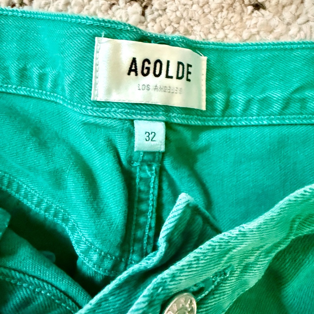 EXCELLENT AGOLDE TANIS UTILITY CARGO JEANS, AIR FRESHENER GREEN, SIZE 32 - Picture 10 of 14